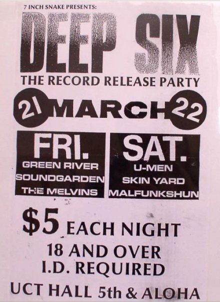 Deep Six record release show(s) March 21st & 22nd, 1986